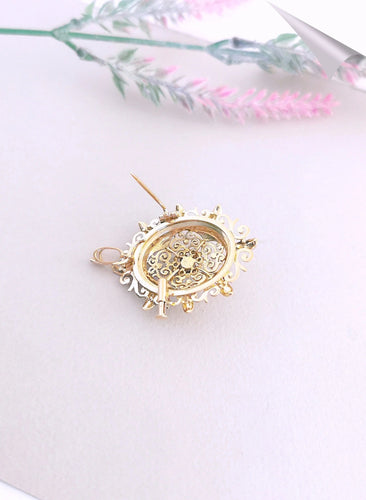 Pendentif Pendentif  Broche Grenats Perles de culture 58 Facettes AB 1083