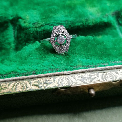 Bague 53 Bague Art Déco platine or blanc diamants 58 Facettes 2334