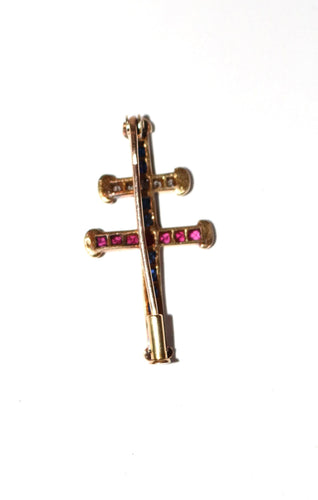 Pendentif Croix De Lorraine Rubis Saphirs Diamants 58 Facettes 501