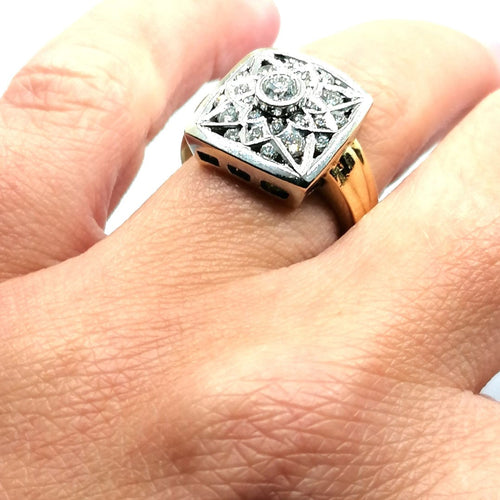 Bague Bague or blanc, or jaune et diamants 58 Facettes 3708