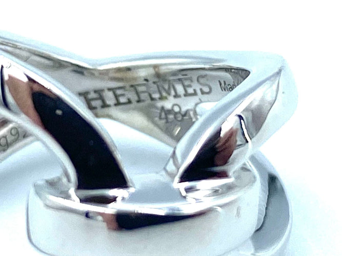 Bague HERMÈS. Bague Ever Chaîne d’ancre argent 58 Facettes