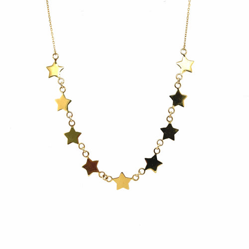 Collier Collier Or Jaune 9 Etoiles 58 Facettes