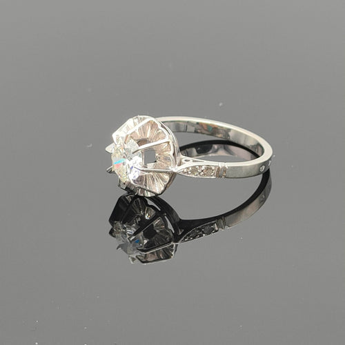 Bague 50 Bague solitaire en Or gris & Diamant 58 Facettes