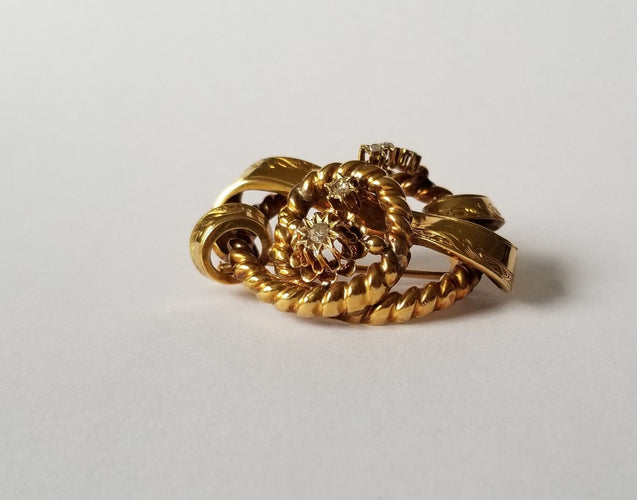 Broche Broche époque Napoléon III Or jaune Diamants 58 Facettes