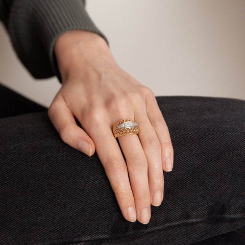 Bague 54 Bague 2 ors, diamants 58 Facettes HS5513