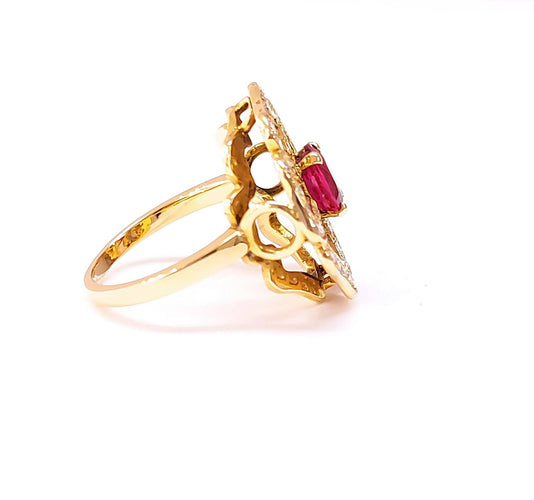 Bague Bague fleur rubellite et diamants 58 Facettes Fleur/R