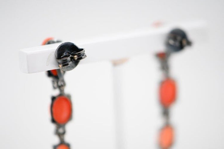 Boucles d'oreilles Boucles d'oreilles corail diamants Or noir 58 Facettes