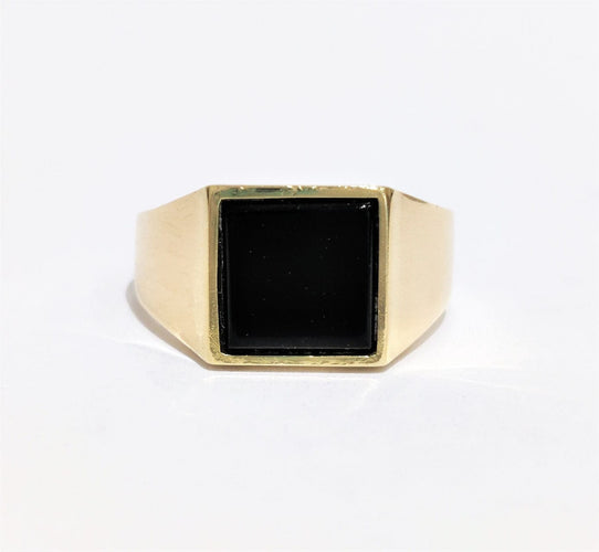 Bague 63 Chevalière or jaune onyx 58 Facettes 1-719/2