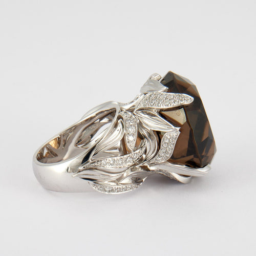 Bague 59.5 Bague quartz fumé et diamants 58 Facettes