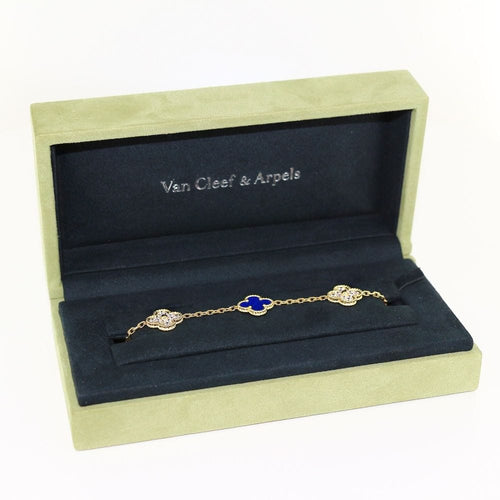 Bracelet Van Cleef & Arpels - Bracelet vintage Alhambra en or, lapis et diamants, édition limitée 58 Facettes
