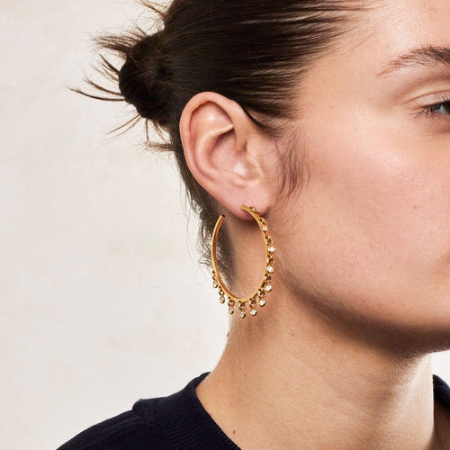 Boucles d'oreilles Dior - Coquine - Créoles or jaune et diamants 58 Facettes