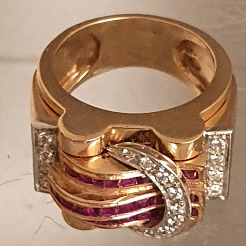 Bague 57.5 Bague 2 Ors Diamants Rubis 58 Facettes R 1306  Maee