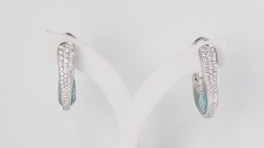 Boucles d'oreilles Boucles d'oreilles aigues marines et diamants 58 Facettes 32153
