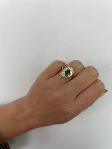 Bague 54 Bague marguerite Emeraude Diamants 58 Facettes