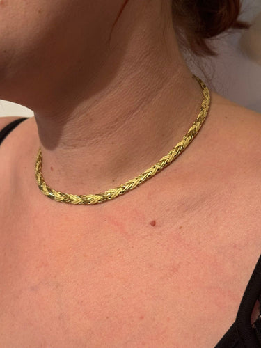 Bracelet Collier Or jaune Lisse et Sablé 58 Facettes