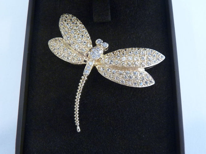 Broche Broche Pendentif Libellule, Or Jaune & Diamants 58 Facettes