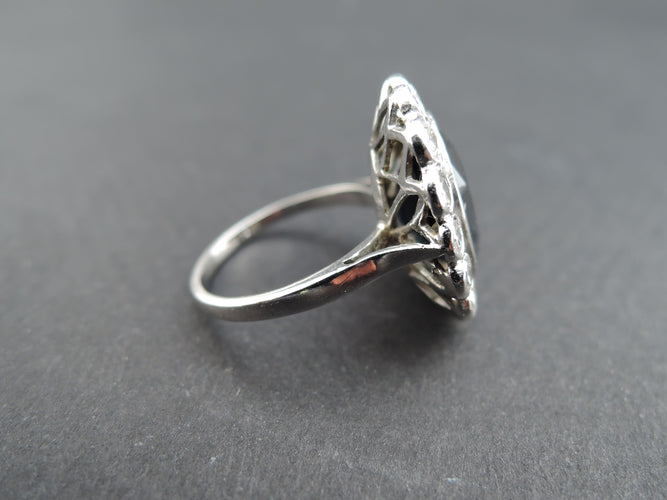 Bague 50 Bague Marguerite Art Déco Platine, Saphir Et Diamants 58 Facettes 343012