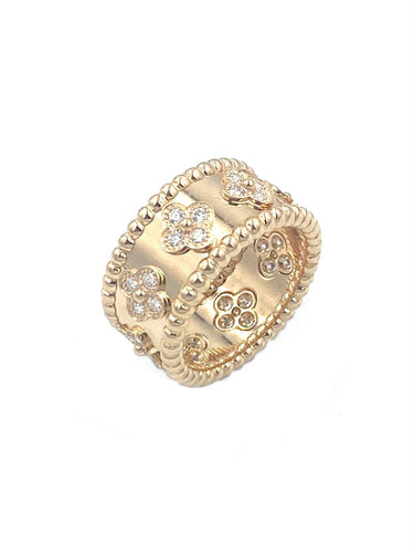 Bague 53 Bague VAN CLEEF & ARPELS Perlée Trèfles diamants 58 Facettes