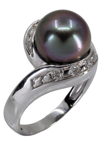 Bague 50 BAGUE TOURBILLON PERLE DE TAHITI ET DIAMANTS 58 Facettes 056421