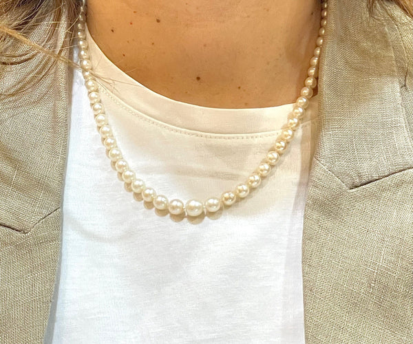 Collier Collier de perles ancien fermoir or et diamants 58 Facettes