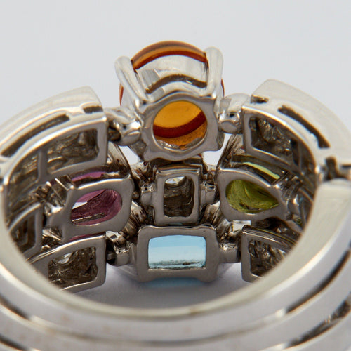 Bague 56 BULGARI - Bague 3 anneaux Pierres 58 Facettes