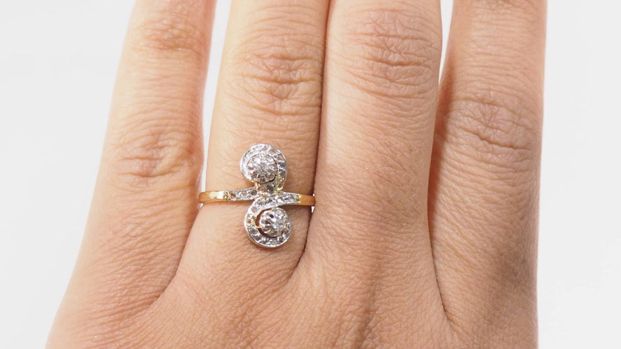 Bague 54.5 Bague Toi et moi en or bicolore et diamants 58 Facettes 31140