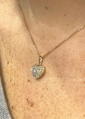 Pendentif Chaîne et pendentif cœur en or jaune et diamants 58 Facettes