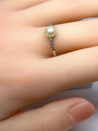 Bague 59 Bague Diamants Perle fine 58 Facettes AB162