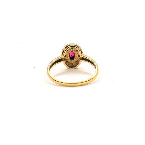 Bague 54 Bague or jaune diamants rubis 58 Facettes V43