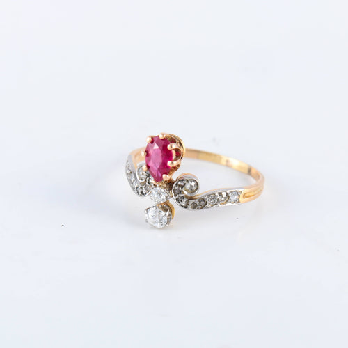 Bague 55.5 Bague Duchesse Diamants Rubis de synthèse 58 Facettes