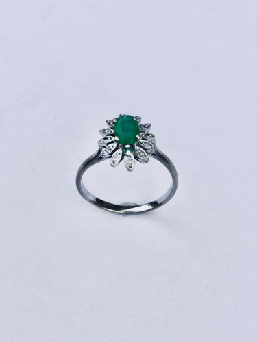 Bague 58 Bague Marguerite Emeraude Diamants 58 Facettes