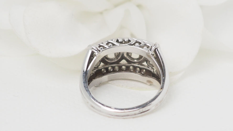 Bague 57 Bague Art Déco Or blanc Platine et Diamants 58 Facettes 32465