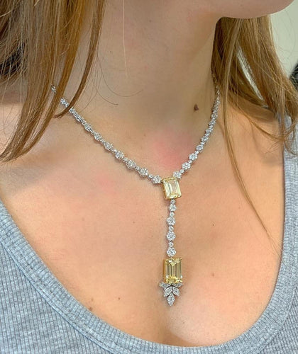 Collier Collier en Or blanc, Diamants et Pierres Jaunes 58 Facettes 20400000471