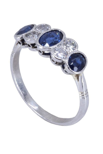 Bague 50 BAGUE ART DÉCO SAPHIRS ET DAMANTS 58 Facettes 071761