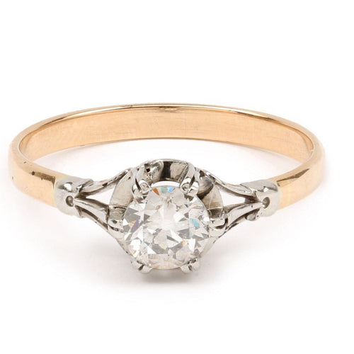 Bague 58 Bague solitaire diamant 0,65 cts platine et or Jaune 18 cts 58 Facettes BD175