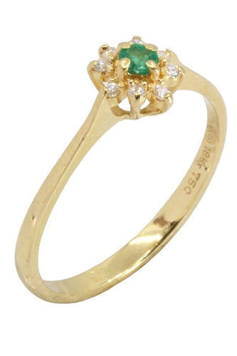 Bague 53 BAGUE FLEUR ÉMERAUDE ET DIAMANTS 58 Facettes 055411