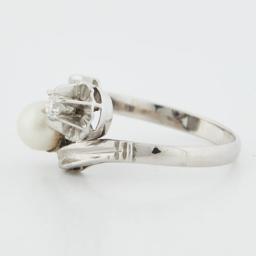 Bague 54 Bague Or blanc Perle Diamant 58 Facettes REF 6010/16