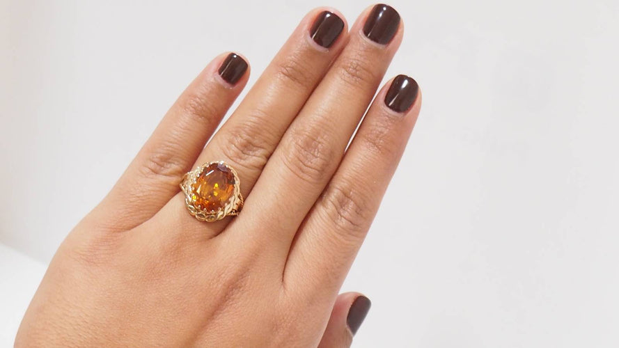 Bague Bague vintage en or jaune et citrine 58 Facettes 31147