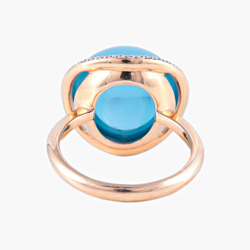 Bague 51 Bague Topaze bleue Diamants 58 Facettes