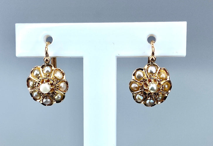 Boucles d'oreilles Boucles d’oreilles or jaune perles fines vers 1880 58 Facettes AB301