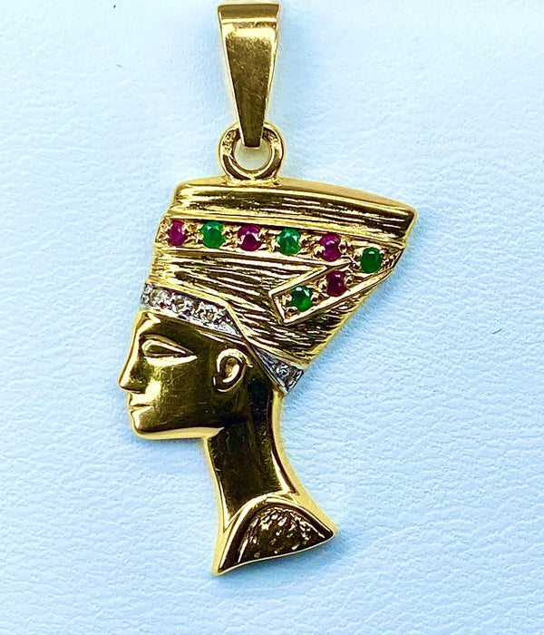 Pendentif Pendentif "profil égyptien" Rubis Emeraudes Diamants 58 Facettes AB187