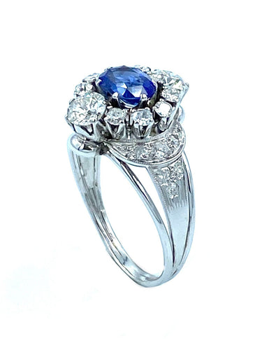 Bague Bague 19ème or, saphir et diamants 58 Facettes