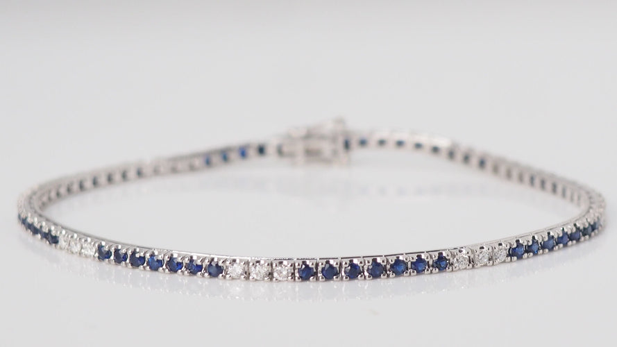 Bracelet Bracelet en or blanc saphirs et diamants 58 Facettes 32236