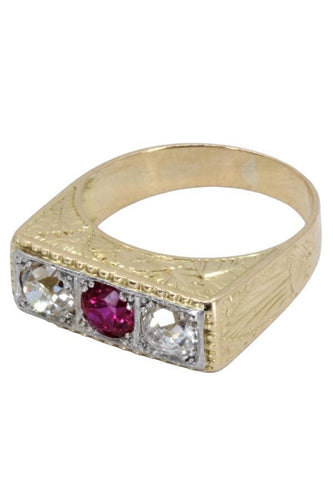 Bague BAGUE ART DÉCO RUBIS ET DIAMANTS 58 Facettes 059621