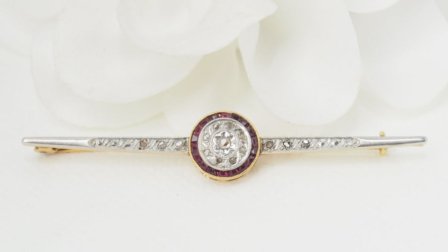 Broche Broche barrette Or Rubis Diamants 58 Facettes 27415