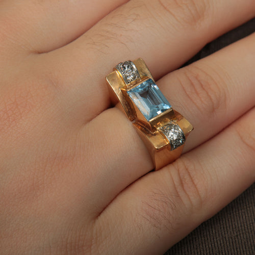 Bague 56 Bague tank aigue-marine 58 Facettes