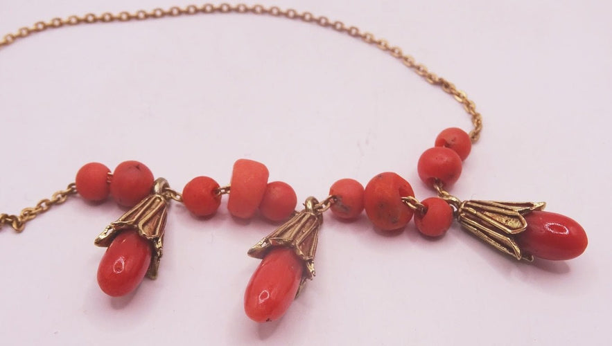 Collier Collier Or et Corail 58 Facettes