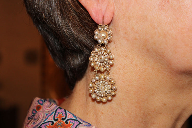 Boucles d'oreilles Boucles d'oreilles dorées perles anciennes 58 Facettes 7434