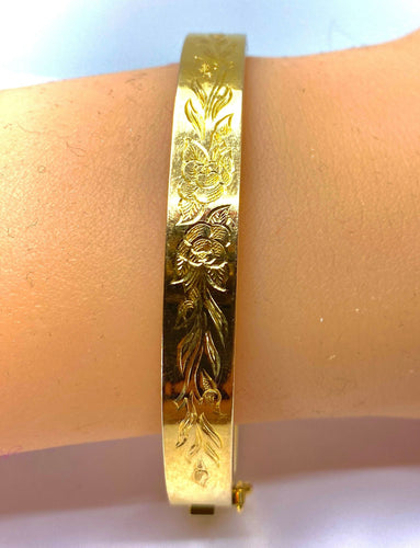 Bracelet Bracelet jonc ouvrant ciselé de roses et de feuilles 58 Facettes