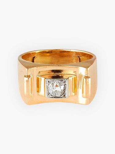 Bague Bague Tank Or Rose, Platine Et Diamant Taille Ancienne 58 Facettes HS20881